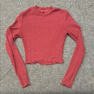 SHEIN Pink Orange Ribbed Crop Sweater